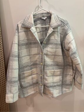 J. Jill Plaid Utility Jacket - Cream & Gray